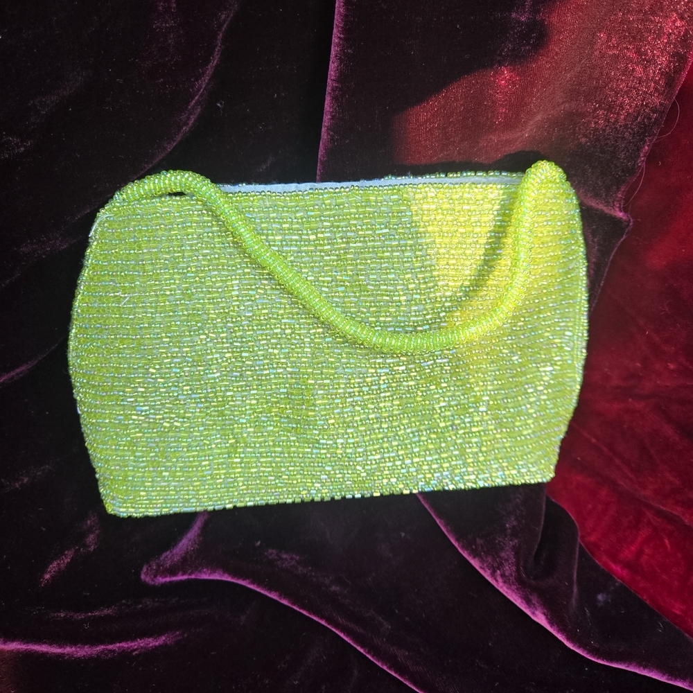 Bijoux Terner Green Beaded Evening Bag Clutch Purse NWT Elegant Formal